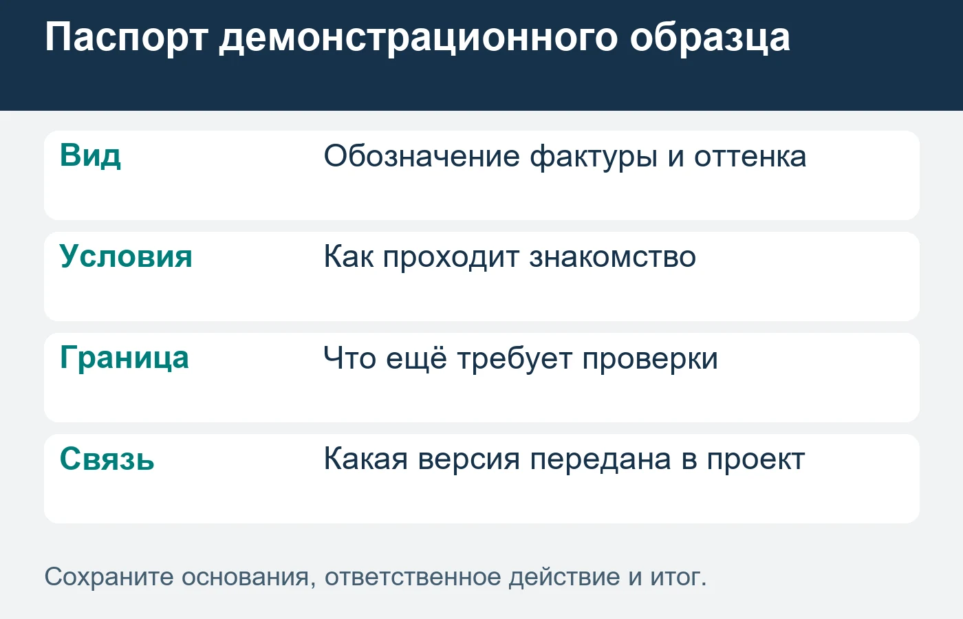 Согласование должно сохранять конкретное исполнение, а не только фотографию понравившегося интерьера.