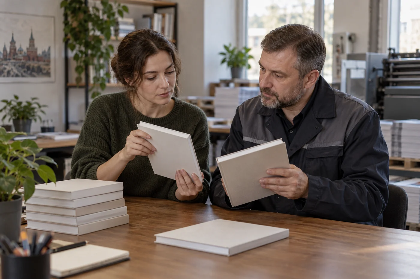 Иллюстрация сравнения пробного книжного экземпляра с издательским координатором