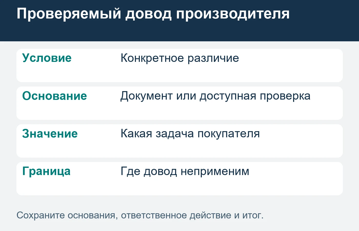 Различие становится доводом, когда связано с задачей и проверено.